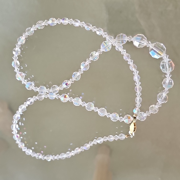 Aurora Borealis Crystal Bead Vintage Necklace - Picture 5 of 8